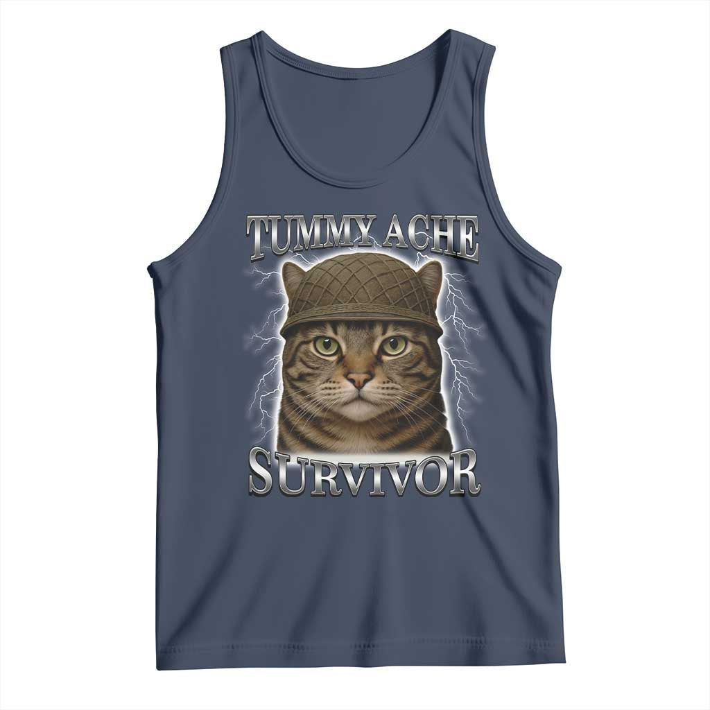 Funny Cat Meme Humor Tank Top Tummy Ache Survivor Lightning Cats Parody