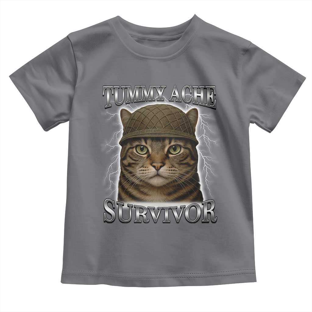 Funny Cat Meme Humor Toddler T Shirt Tummy Ache Survivor Lightning Cats Parody