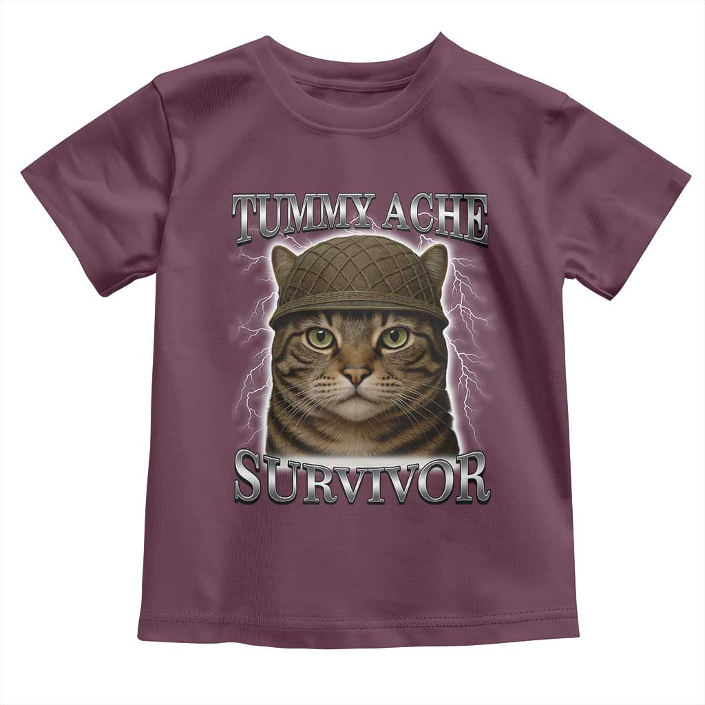 Funny Cat Meme Humor Toddler T Shirt Tummy Ache Survivor Lightning Cats Parody