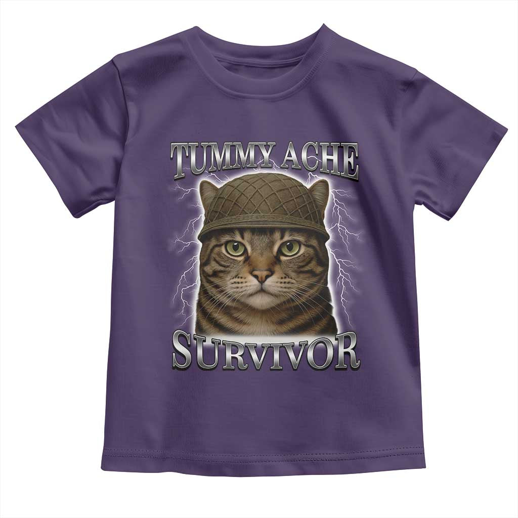 Funny Cat Meme Humor Toddler T Shirt Tummy Ache Survivor Lightning Cats Parody