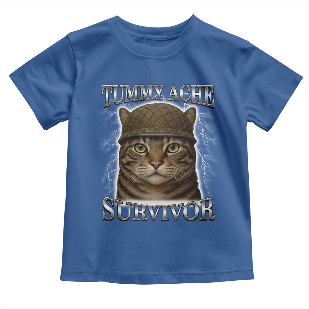 Funny Cat Meme Humor Toddler T Shirt Tummy Ache Survivor Lightning Cats Parody