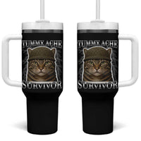 Funny Cat Meme Humor Tumbler With Handle Tummy Ache Survivor Lightning Cats Parody