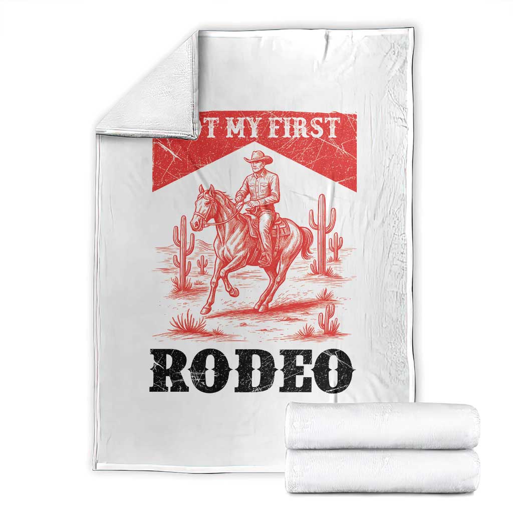 Not My First Rodeo Vintage Cowboy Graphic Throw Blanket Retro Western Desert Scene with Horse and Cactus