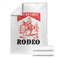 Not My First Rodeo Vintage Cowboy Graphic Throw Blanket Retro Western Desert Scene with Horse and Cactus