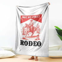 Not My First Rodeo Vintage Cowboy Graphic Throw Blanket Retro Western Desert Scene with Horse and Cactus