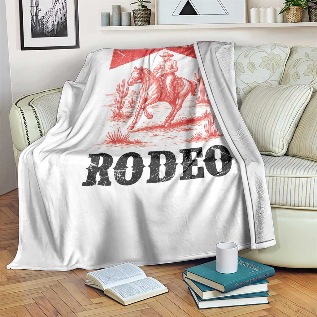 Not My First Rodeo Vintage Cowboy Graphic Throw Blanket Retro Western Desert Scene with Horse and Cactus