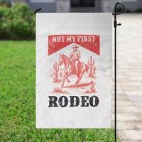 Not My First Rodeo Vintage Cowboy Graphic Garden Flag Retro Western Desert Scene with Horse and Cactus