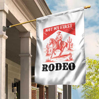 Not My First Rodeo Vintage Cowboy Graphic Garden Flag Retro Western Desert Scene with Horse and Cactus