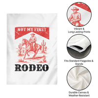 Not My First Rodeo Vintage Cowboy Graphic Garden Flag Retro Western Desert Scene with Horse and Cactus