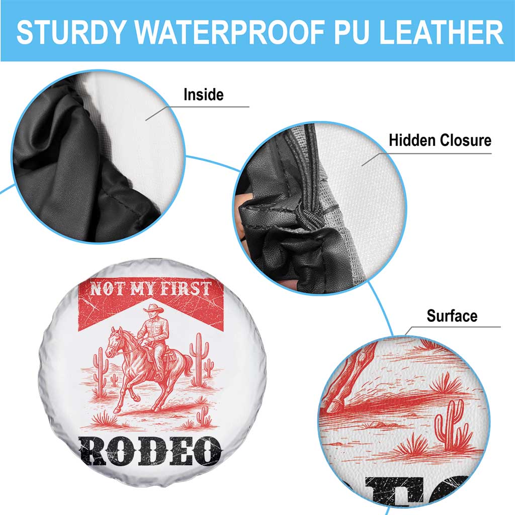 Not My First Rodeo Vintage Cowboy Graphic Spare Tire Cover Retro Western Desert Scene with Horse and Cactus