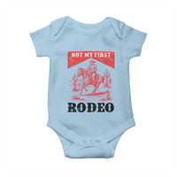 Not My First Rodeo Vintage Cowboy Graphic Baby Onesie Retro Western Desert Scene with Horse and Cactus