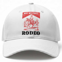 Not My First Rodeo Vintage Cowboy Graphic Baseball Cap Retro Western Desert Scene with Horse and Cactus