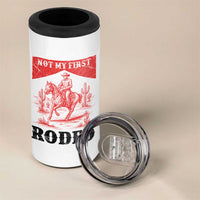 Not My First Rodeo Vintage Cowboy Graphic 4 in 1 Can Cooler Tumbler Retro Western Desert Scene with Horse and Cactus