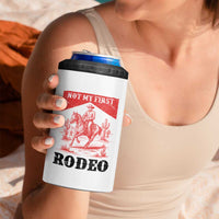 Not My First Rodeo Vintage Cowboy Graphic 4 in 1 Can Cooler Tumbler Retro Western Desert Scene with Horse and Cactus