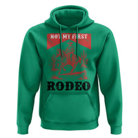 Not My First Rodeo Vintage Cowboy Graphic Hoodie Retro Western Desert Scene with Horse and Cactus