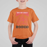 Not My First Rodeo Vintage Cowboy Graphic T Shirt For Kid Retro Western Desert Scene with Horse and Cactus