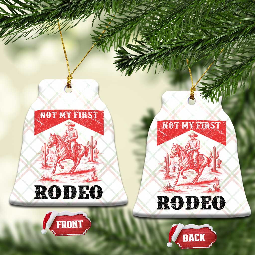 Not My First Rodeo Vintage Cowboy Graphic Ceramic Ornament Retro Western Desert Scene with Horse and Cactus