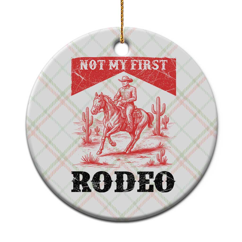 Not My First Rodeo Vintage Cowboy Graphic Ceramic Ornament Retro Western Desert Scene with Horse and Cactus