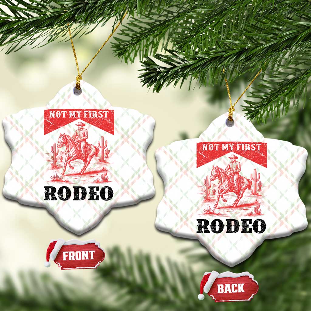 Not My First Rodeo Vintage Cowboy Graphic Ceramic Ornament Retro Western Desert Scene with Horse and Cactus