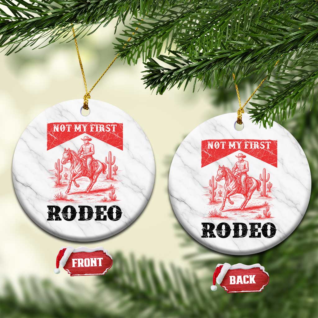 Not My First Rodeo Vintage Cowboy Graphic Ceramic Ornament Retro Western Desert Scene with Horse and Cactus