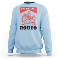 Not My First Rodeo Vintage Cowboy Graphic Sweatshirt Retro Western Desert Scene with Horse and Cactus