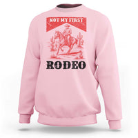 Not My First Rodeo Vintage Cowboy Graphic Sweatshirt Retro Western Desert Scene with Horse and Cactus