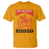 Not My First Rodeo Vintage Cowboy Graphic T Shirt Retro Western Desert Scene with Horse and Cactus