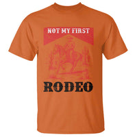 Not My First Rodeo Vintage Cowboy Graphic T Shirt Retro Western Desert Scene with Horse and Cactus