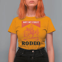 Not My First Rodeo Vintage Cowboy Graphic T Shirt For Women Retro Western Desert Scene with Horse and Cactus