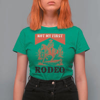 Not My First Rodeo Vintage Cowboy Graphic T Shirt For Women Retro Western Desert Scene with Horse and Cactus