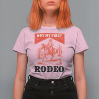 Not My First Rodeo Vintage Cowboy Graphic T Shirt For Women Retro Western Desert Scene with Horse and Cactus