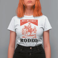 Not My First Rodeo Vintage Cowboy Graphic T Shirt For Women Retro Western Desert Scene with Horse and Cactus