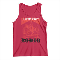 Not My First Rodeo Vintage Cowboy Graphic Tank Top Retro Western Desert Scene with Horse and Cactus