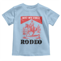 Not My First Rodeo Vintage Cowboy Graphic Toddler T Shirt Retro Western Desert Scene with Horse and Cactus