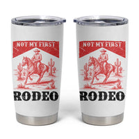 Not My First Rodeo Vintage Cowboy Graphic Tumbler Cup Retro Western Desert Scene with Horse and Cactus