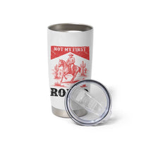 Not My First Rodeo Vintage Cowboy Graphic Tumbler Cup Retro Western Desert Scene with Horse and Cactus