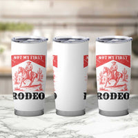 Not My First Rodeo Vintage Cowboy Graphic Tumbler Cup Retro Western Desert Scene with Horse and Cactus