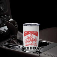 Not My First Rodeo Vintage Cowboy Graphic Tumbler Cup Retro Western Desert Scene with Horse and Cactus