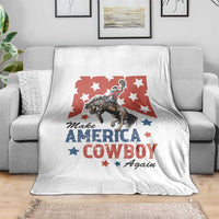 Make America Cowboy Again Patriotic Western Throw Blanket Bucking Bronco Star Spangled USA Flag Inspired Country