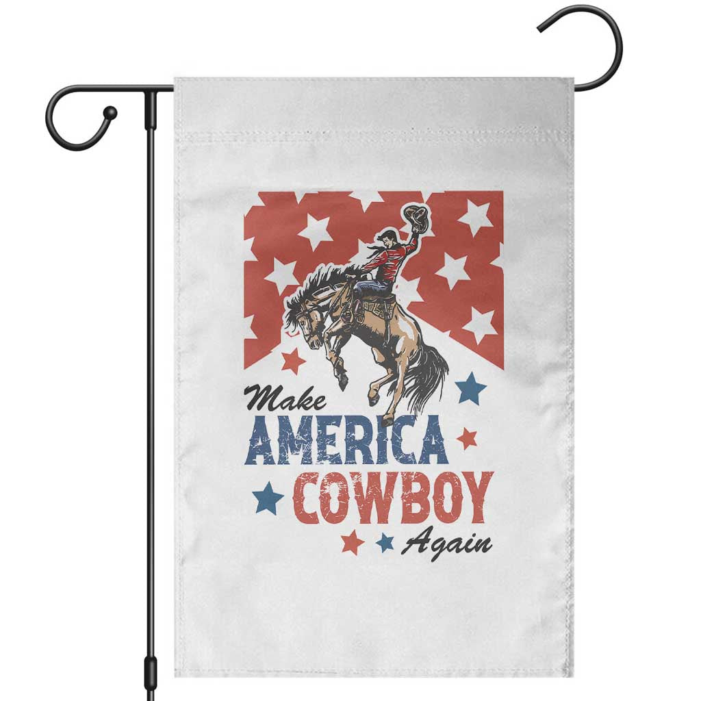 Make America Cowboy Again Patriotic Western Garden Flag Bucking Bronco Star Spangled USA Flag Inspired Country