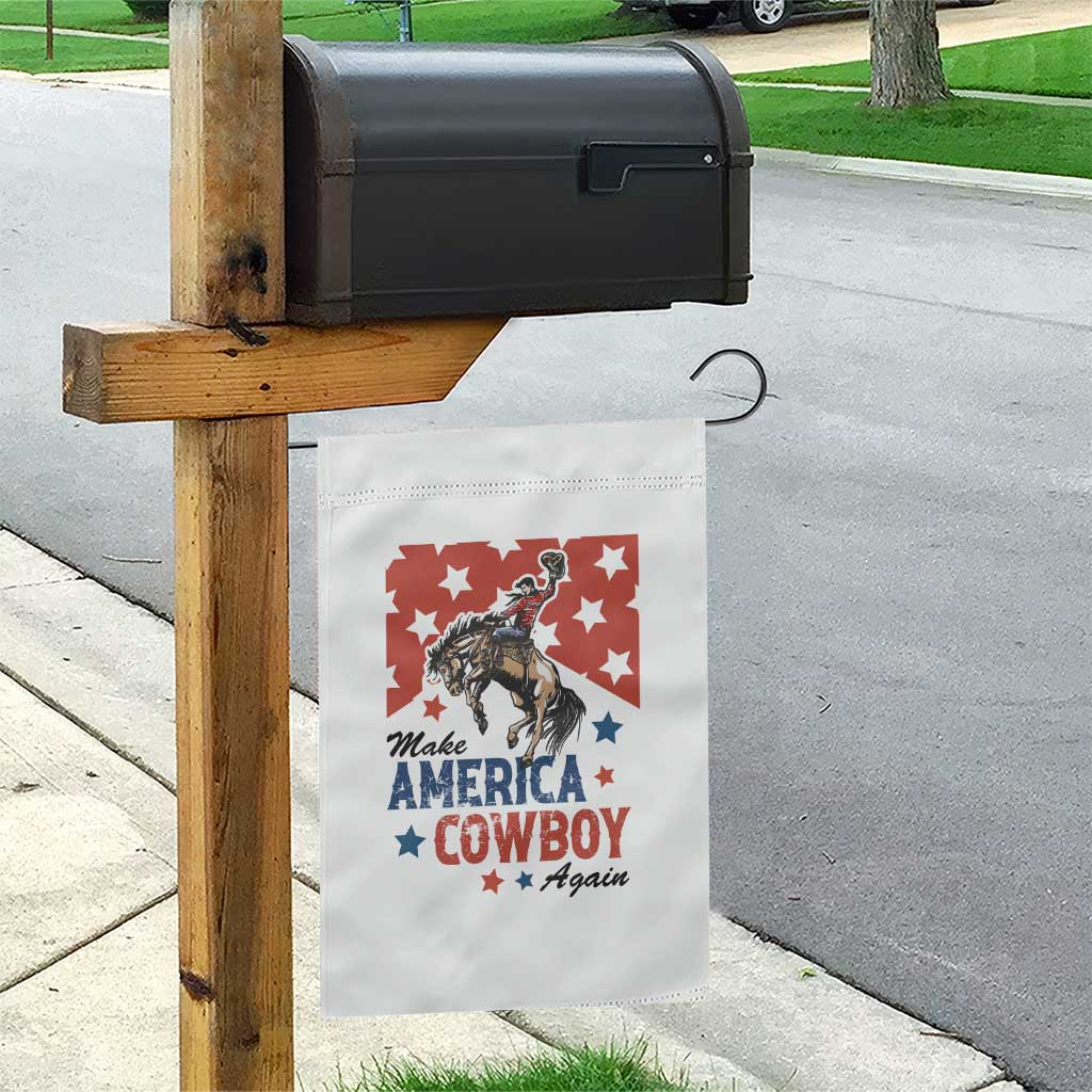 Make America Cowboy Again Patriotic Western Garden Flag Bucking Bronco Star Spangled USA Flag Inspired Country