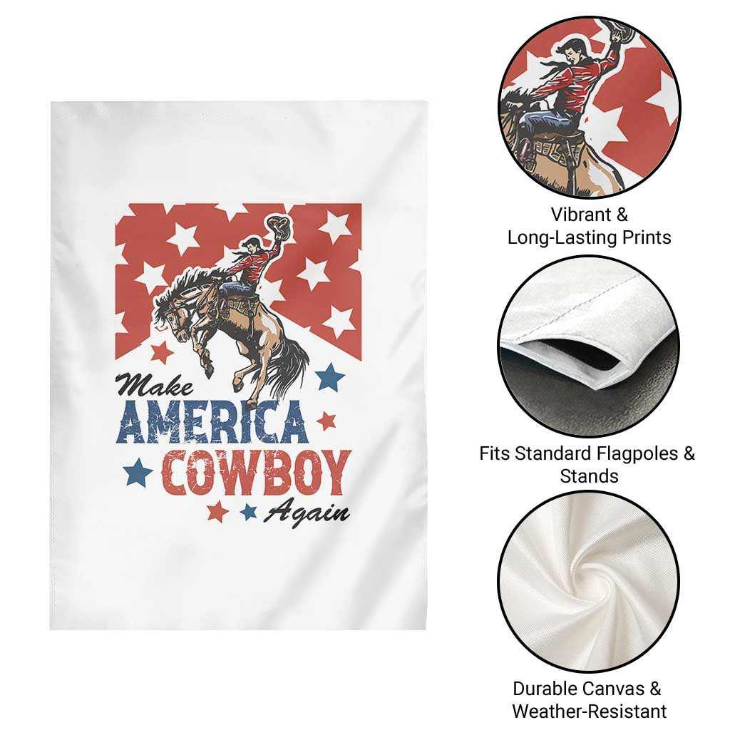 Make America Cowboy Again Patriotic Western Garden Flag Bucking Bronco Star Spangled USA Flag Inspired Country