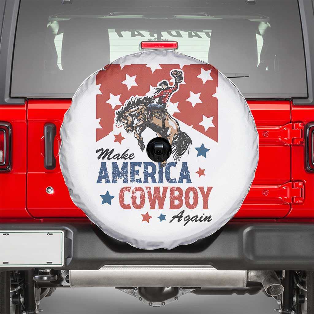 Make America Cowboy Again Patriotic Western Spare Tire Cover Bucking Bronco Star Spangled USA Flag Inspired Country