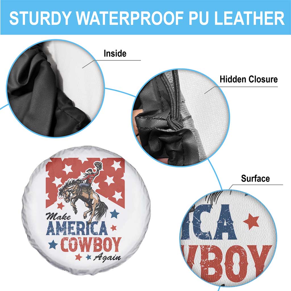 Make America Cowboy Again Patriotic Western Spare Tire Cover Bucking Bronco Star Spangled USA Flag Inspired Country