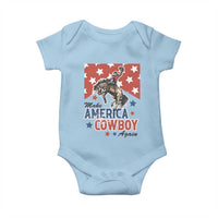 Make America Cowboy Again Patriotic Western Baby Onesie Bucking Bronco Star Spangled USA Flag Inspired Country
