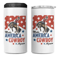 Make America Cowboy Again Patriotic Western 4 in 1 Can Cooler Tumbler Bucking Bronco Star Spangled USA Flag Inspired Country