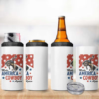 Make America Cowboy Again Patriotic Western 4 in 1 Can Cooler Tumbler Bucking Bronco Star Spangled USA Flag Inspired Country