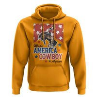 Make America Cowboy Again Patriotic Western Hoodie Bucking Bronco Star Spangled USA Flag Inspired Country