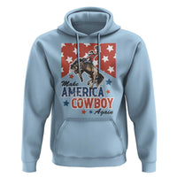 Make America Cowboy Again Patriotic Western Hoodie Bucking Bronco Star Spangled USA Flag Inspired Country