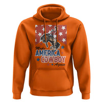 Make America Cowboy Again Patriotic Western Hoodie Bucking Bronco Star Spangled USA Flag Inspired Country